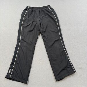 Y2K Reebok Track Pants Men's Large Black Fleece Lined Athletic Windbreaker